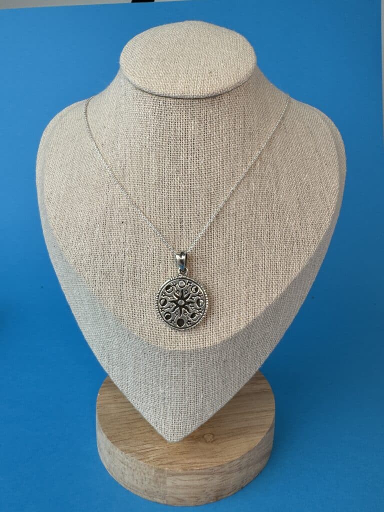 Colgante fases lunares redondo plata
