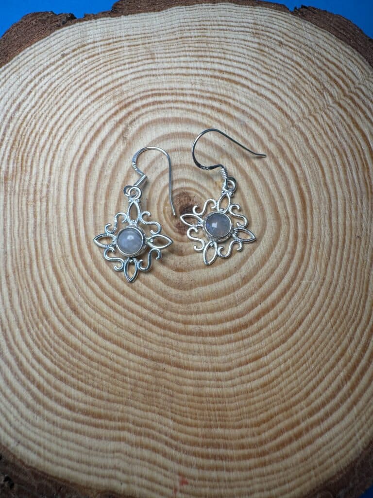 pendientes nudo de bruja piedra luna plata