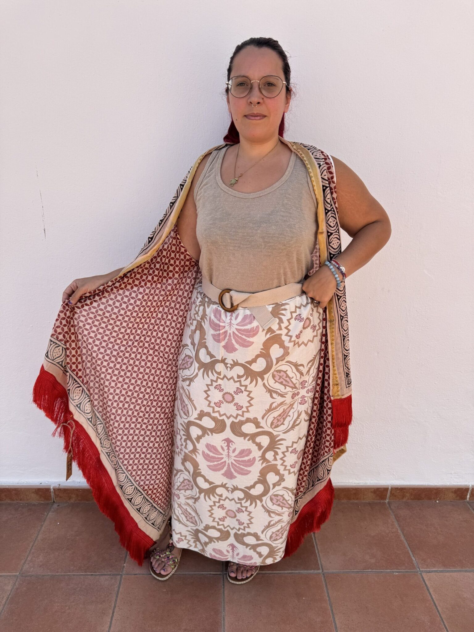 Chaleco marroquí rojo/dorado