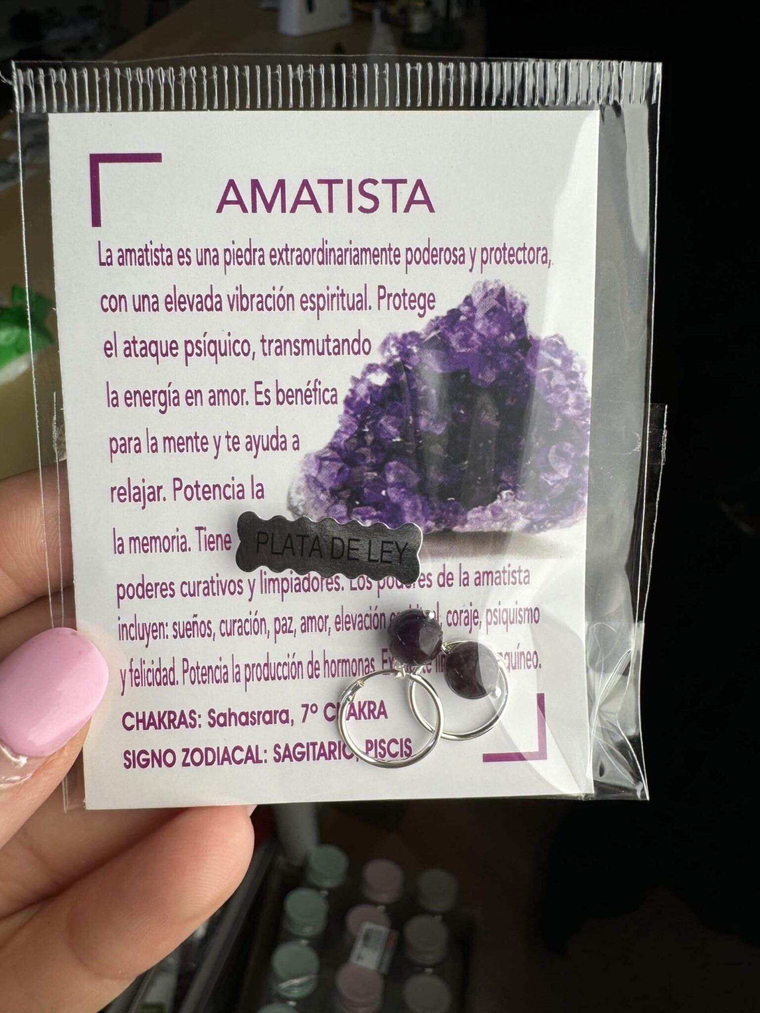 pendientes amatista plata de ley