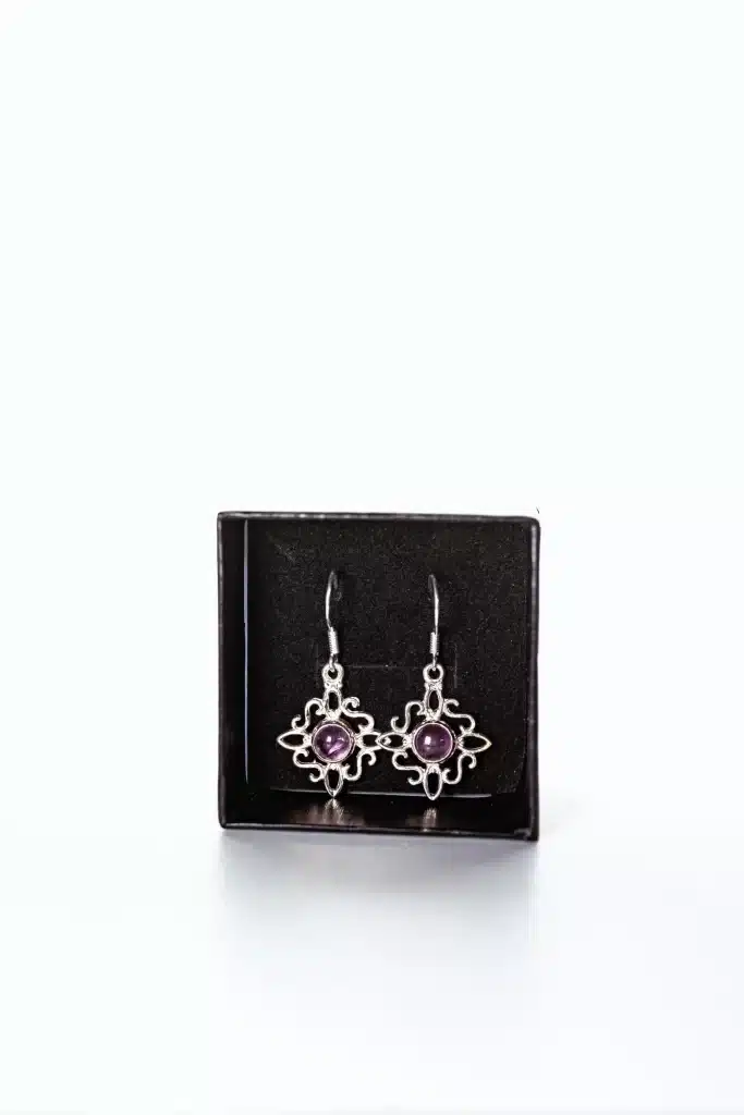 pendientes nudo de bruja plata amatista