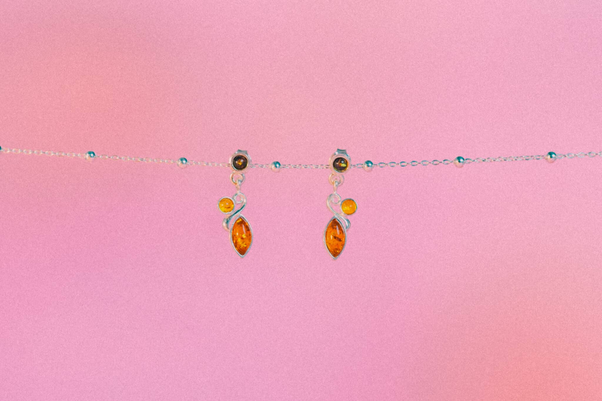 pendiente gota 2 colores ambar baltico