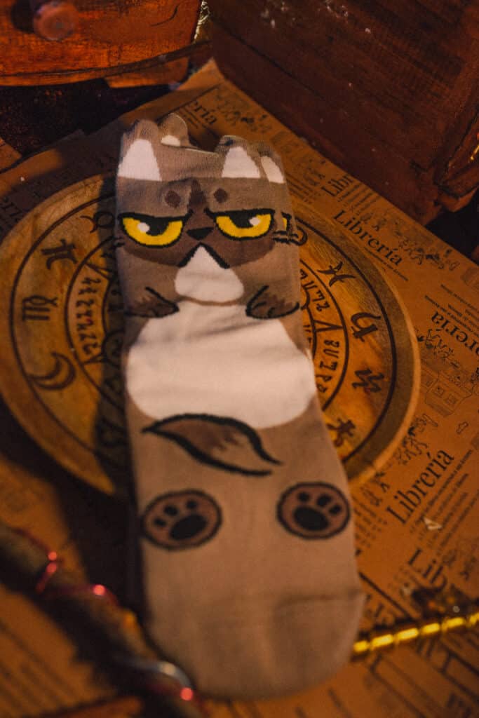 calcetines gato enfadado