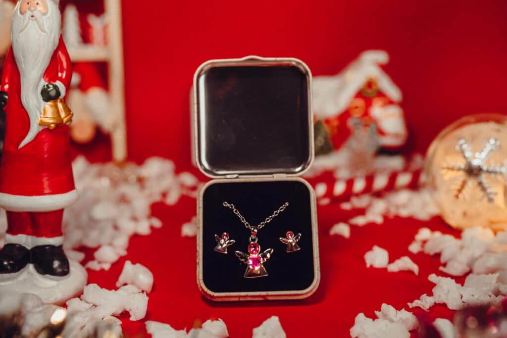 colgante + pendientes angel de acero circonita rosa