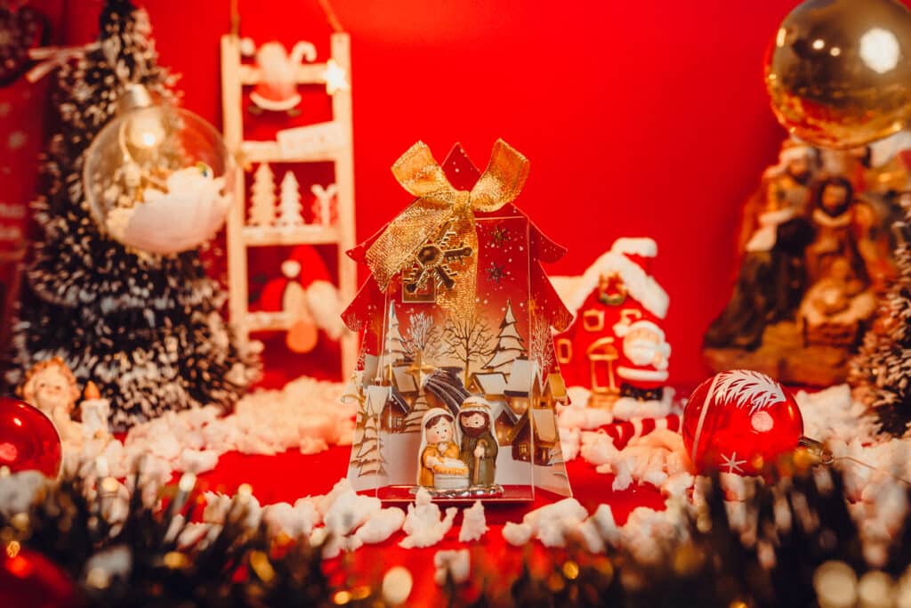 Pesebre consagrado de plata rojo