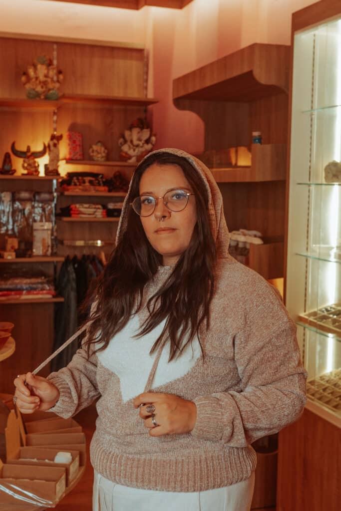 Sudadera chinilla con capucha M/L marrón