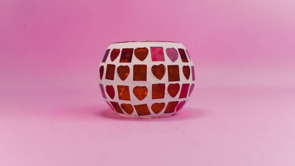 portavelas mosaico rojo