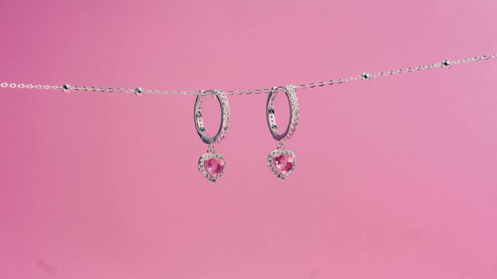 Pendientes corazon rosas