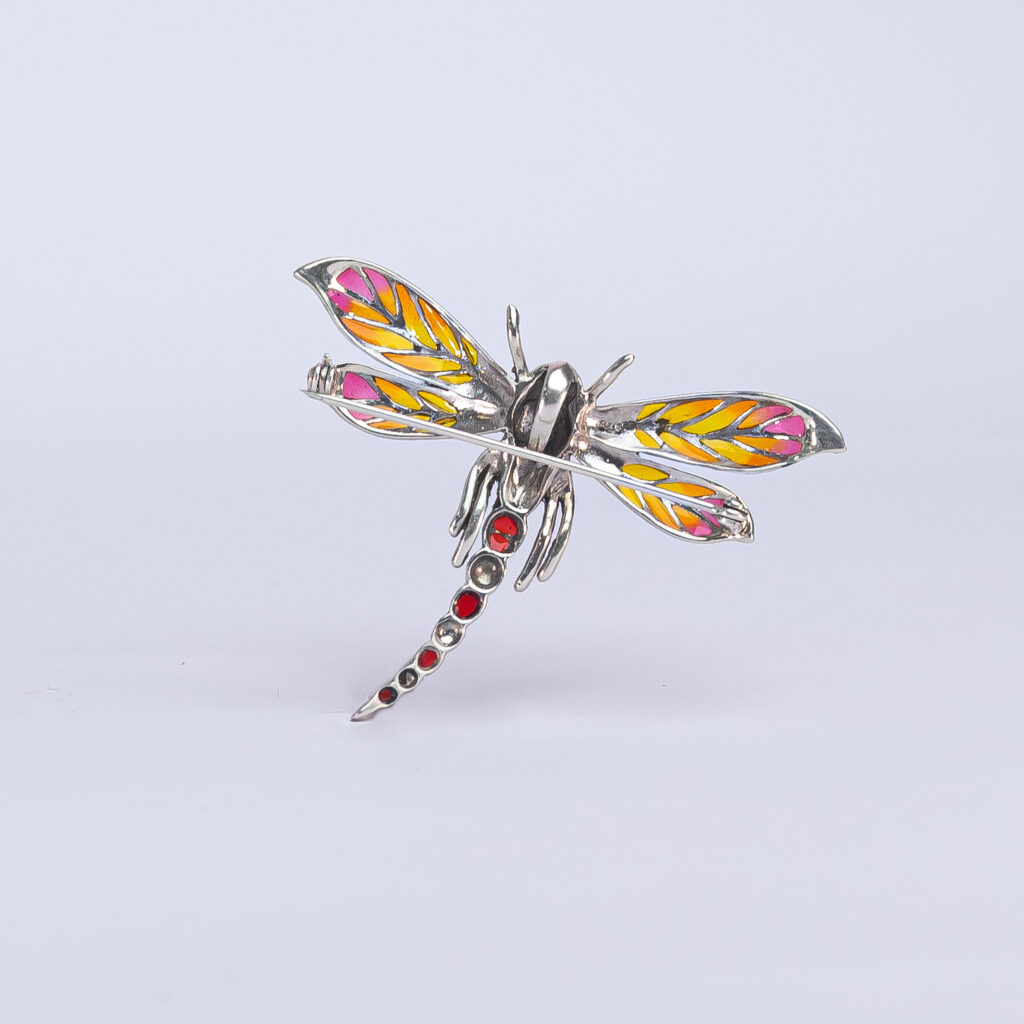 broche y colgante libelula amarilla