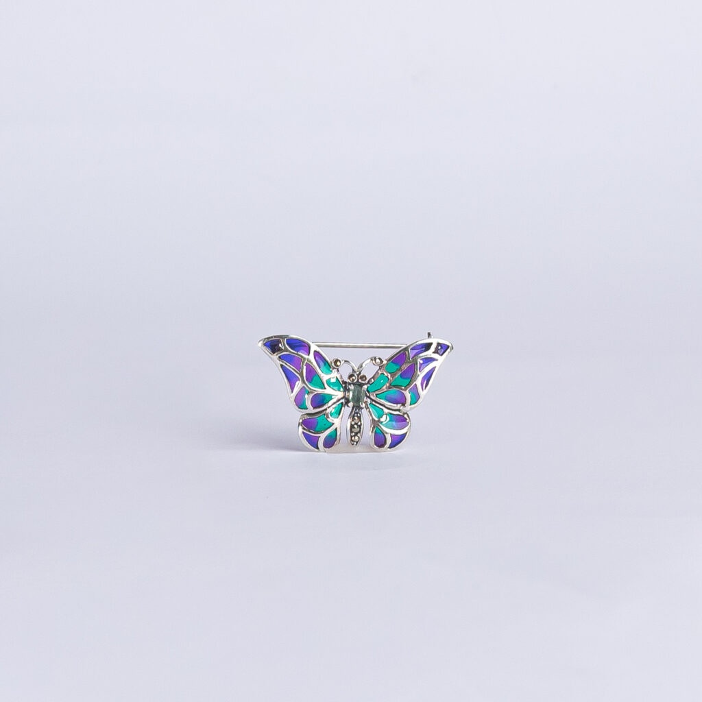 broche colgante mariposa turquesa