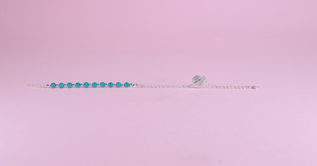 Pulsera bola turquenita y San Benito activada
