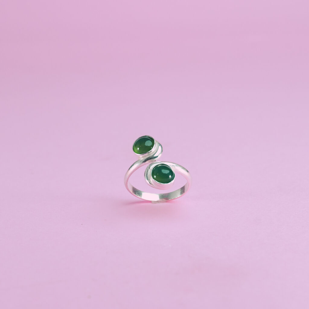 anillo ajustable jade plata