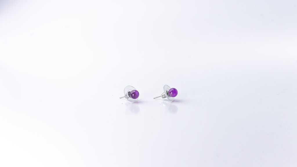 pendiente bola mineral 6 mm amatista