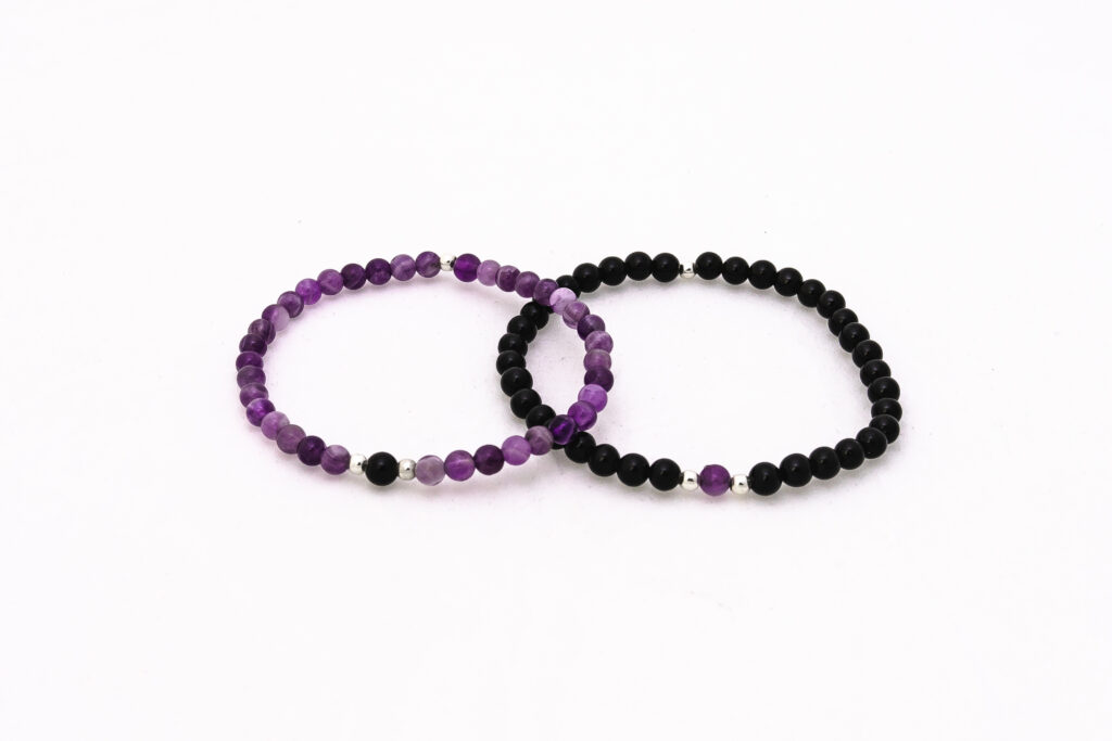 Pulseras almas gemelas amatista y azabache