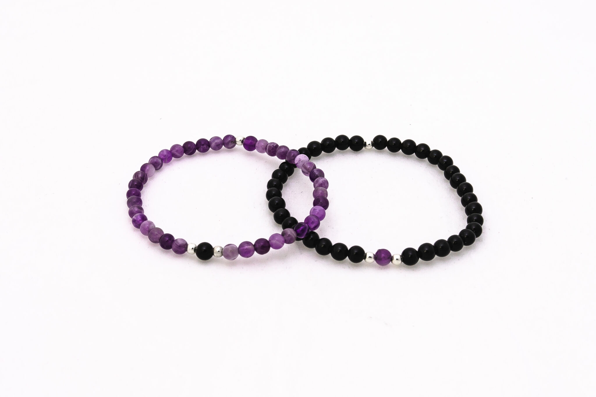 Pulseras almas gemelas amatista y azabache