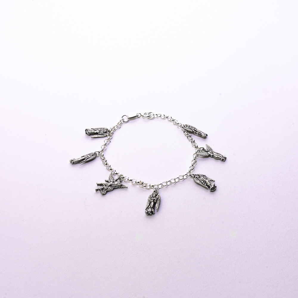 Pulsera 7 arcángeles activada plata de ley