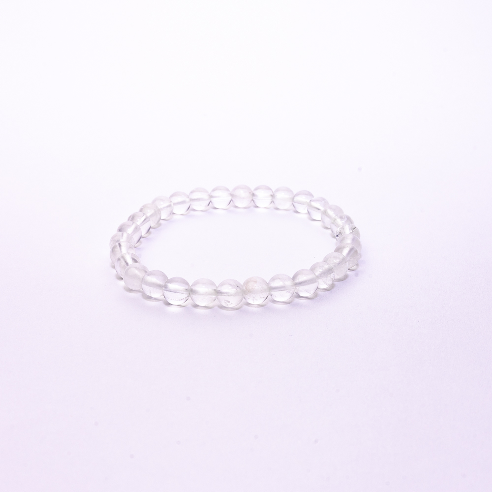 Pulsera bola 6 mm cuarzo blanco