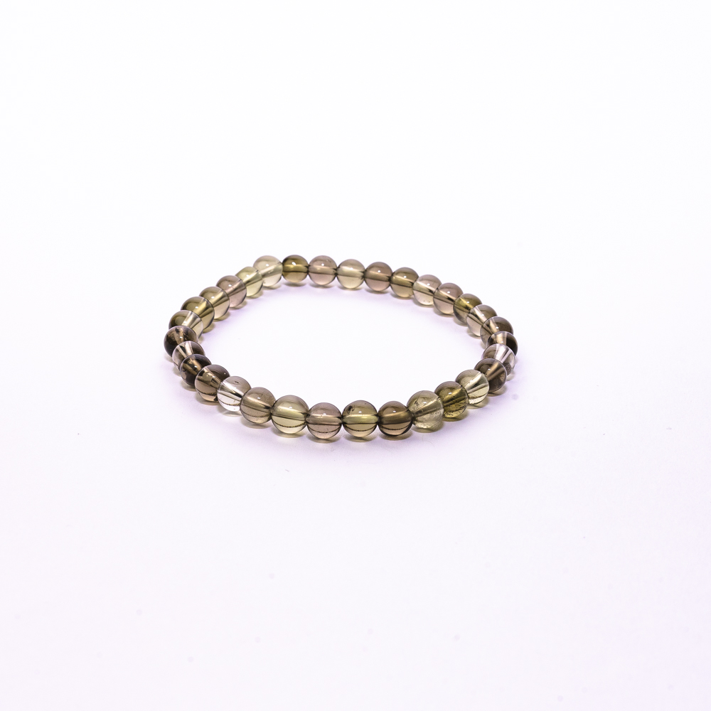 Pulsera bola 6 mm cuarzo ahumado