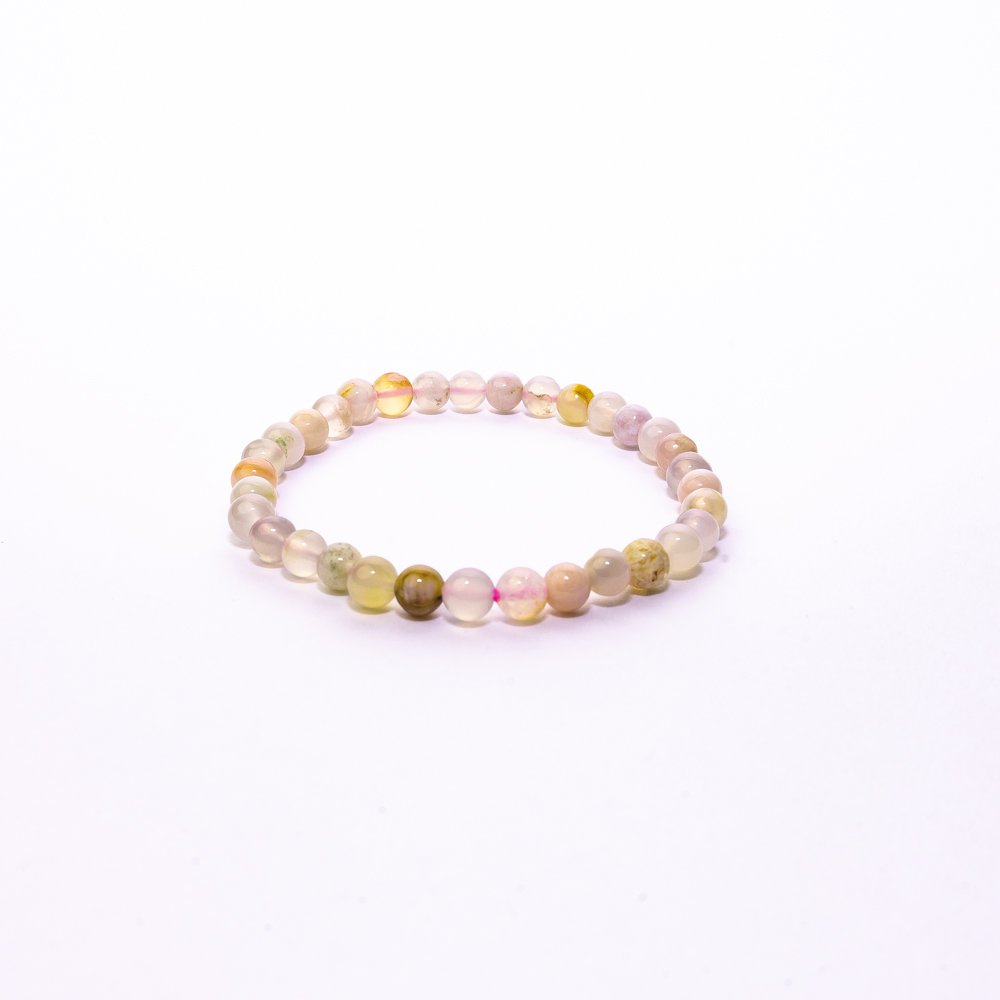Pulsera bola 6 mm agata flor de cerezo