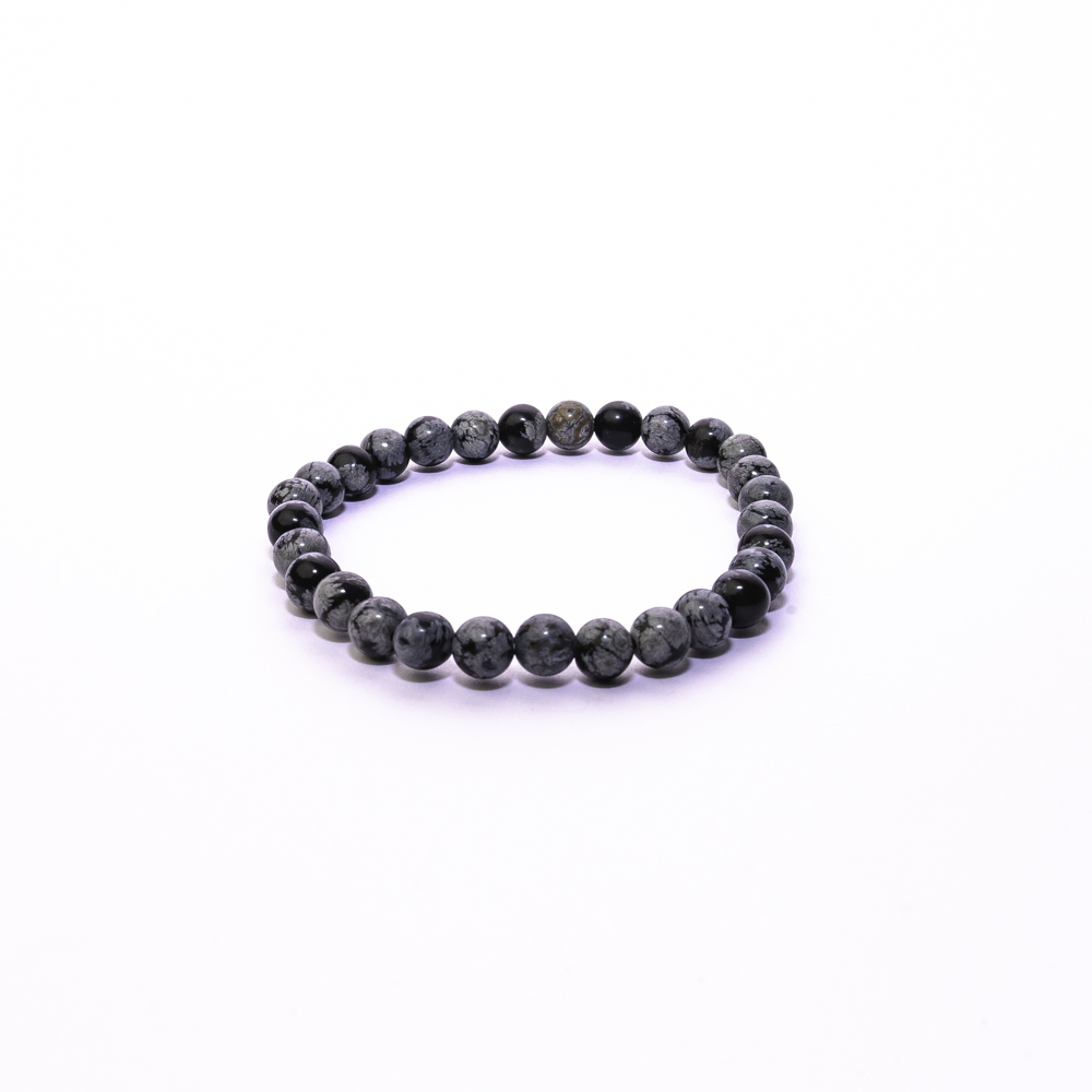 Pulsera bola 6 mm obsidiana nevada