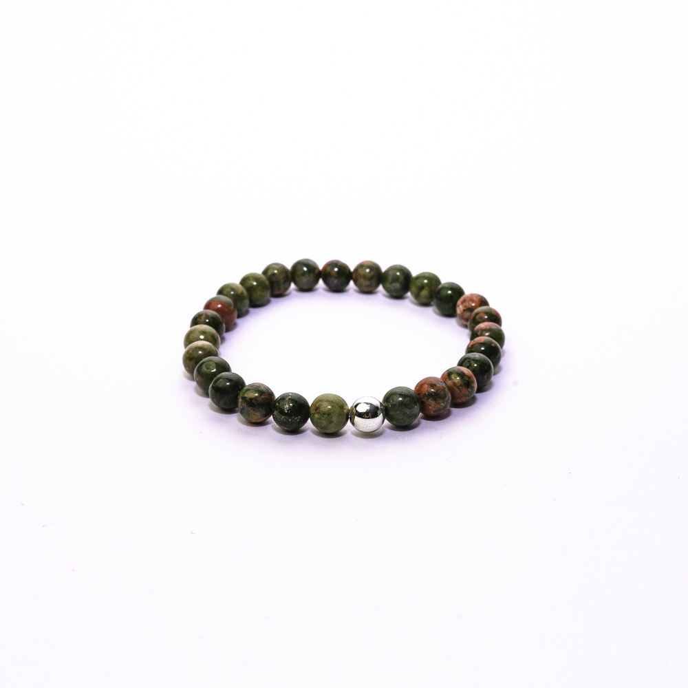 Pulsera unakita bola plata