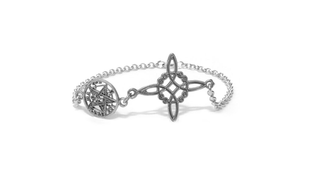 Pulsera nudo de bruja tetra | plata envejecida | doble protección
