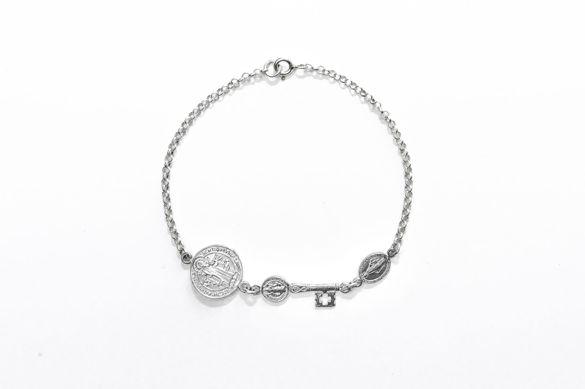 Pulsera triple san benito, milagrosa y llave